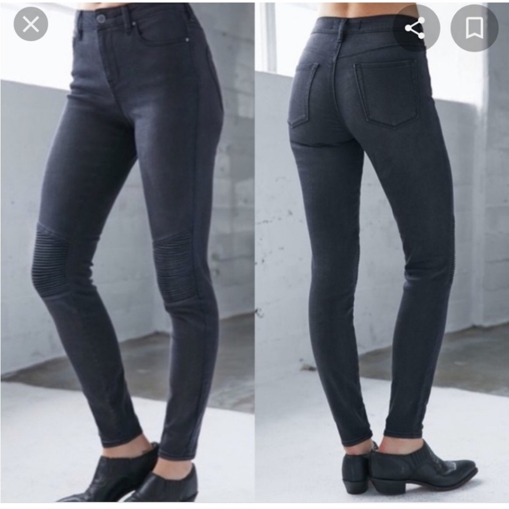 Bullhead Denim High Rise Moto Ribbed Knee Grey Skinny Jeans (PacSun)